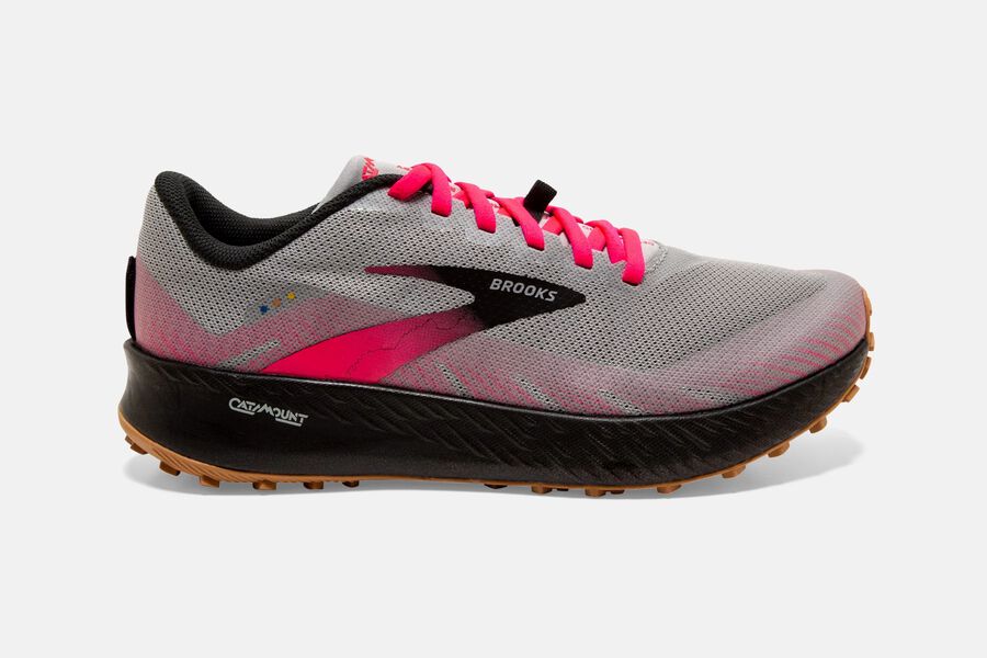 Womens Brooks Catamount Trail Shoes Alloy/Pink/Black | Shoes 5431-HICYD